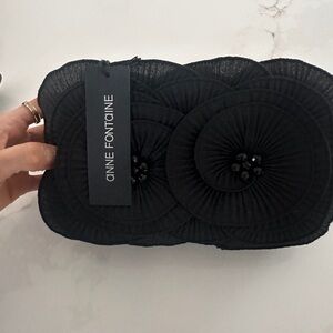 Anne Fontaine Black Floral Clutch